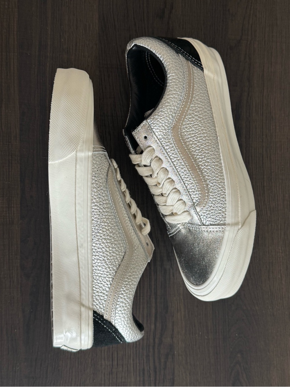 Vans Silver Metallic Low-Top Sneakers